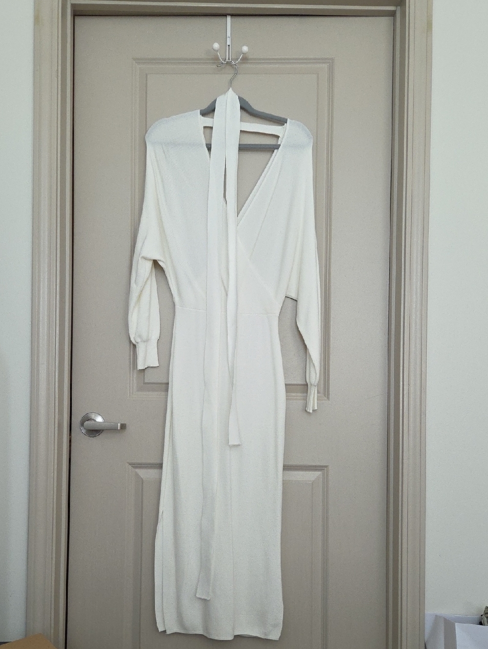 Source Unknown Cream Midi Wrap Dress